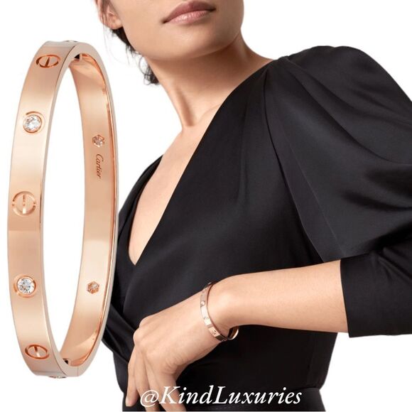 💎272💎 Plus Size Rose Gold or White Gold Carti3r LOVE Bracelet - Picture 1 of 16